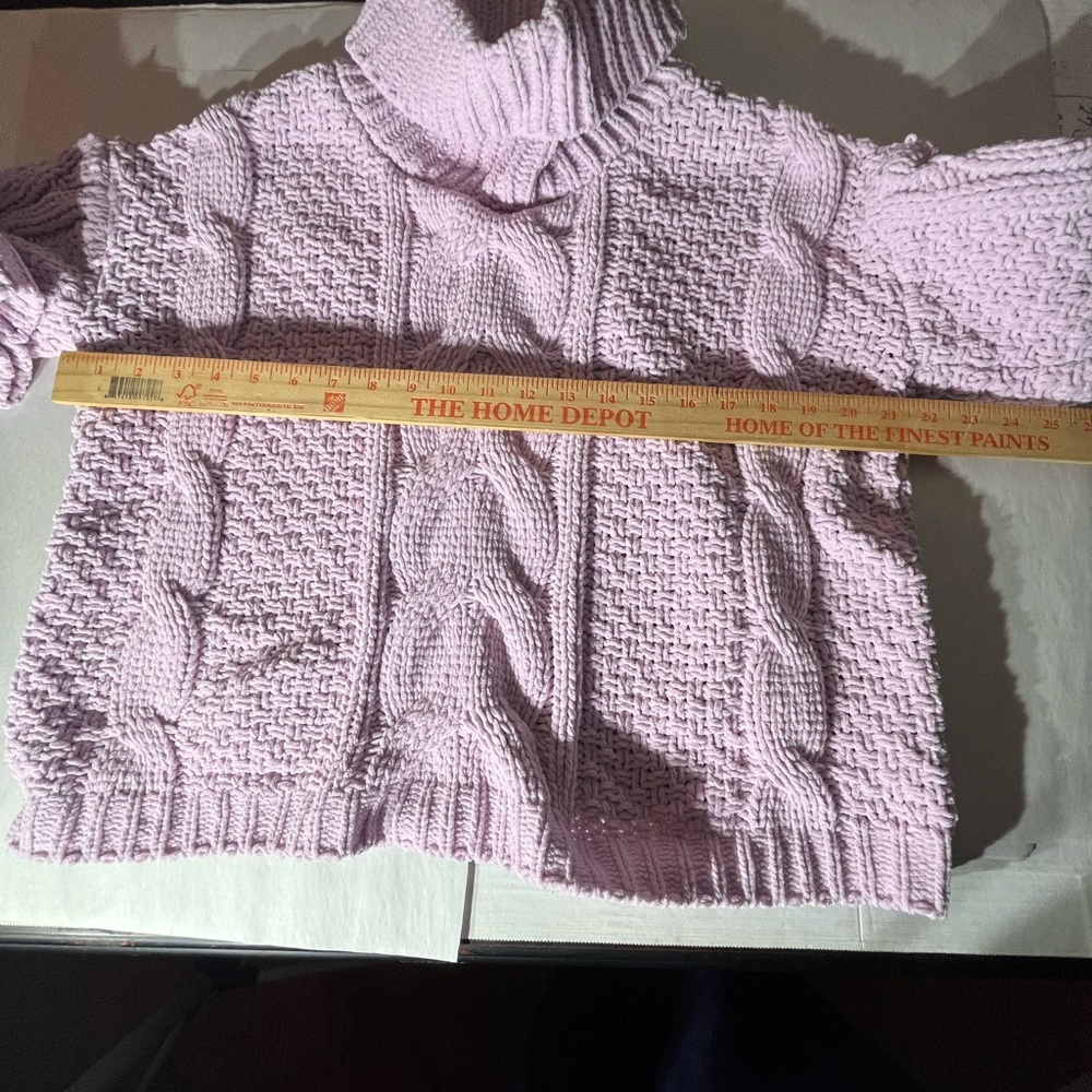 Lavender Cable Knit Crop Turtleneck Sweater grandma core Large - Picture 5 of 8